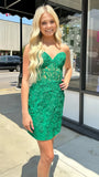 Sweetheart Lace Beaded Homecoming Dresses Tight Bodycon Graduation Dress, HZ0307