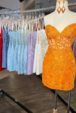 Sweetheart Lace Beaded Homecoming Dresses Tight Bodycon Graduation Dress, HZ0307