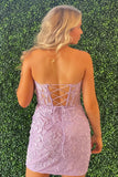 Sweetheart Lace Beaded Homecoming Dresses Tight Bodycon Graduation Dress, HZ0307