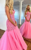 Sweetheart Lace Beaded Pink Prom Dresses Long Birthday HZ0307
