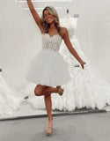 Sweetheart Lace Tiered Homecoming Dresses Tulle Junior Hoco Dress, HZ0307
