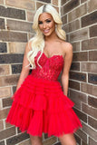 Sweetheart Lace Tiered Homecoming Dresses Tulle Junior Hoco Dress, HZ0307