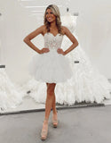 Sweetheart Lace Tiered Homecoming Dresses Tulle Junior Hoco Dress, HZ0307