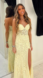 Sweetheart Lilac/Blue Appliques Mermaid Prom Dresses, HZ0307