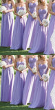 Sweetheart Lilac Chiffon Prom Dress, Sleeveless Bridesmaid HZ0307