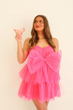 Sweetheart Pink Tulle Mini Homecoming Dresses With Bowknot, HZ0307