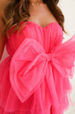 Sweetheart Pink Tulle Mini Homecoming Dresses With Bowknot, HZ0307