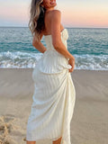 Sweetheart Pleated White Prom Dress Ivory Beach Holiday Dress, HZ0307