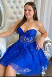 Sweetheart Royal Blue Homecoming Dress Mini Party Gown, HZ0307