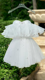 Sweetheart White Organza Beaded Homecoming Dress Princess Celebrity Dress, HZ0307
