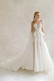 Sweetheart Wrinkled Tulle Wedding Dresses, HZ0307