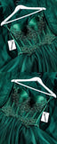 Sweetheart Dark Green Appliques Prom Dresses Sleeveless Tulle Long HZ0307