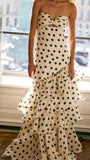 Free Shipping Available White Black Polka Dots Prom Dress - Sweetheart Ruffle Chiffon Sheath HZ0307