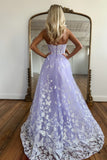 Sweetheart Lavender and White Lace A-line Long Prom HZ0307