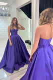 Sweetheart Green Satin A-line Long Formal HZ0307