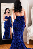 Sweetheart Royal Blue Sequin Mermaid Long Formal HZ0307