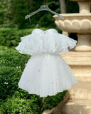 Sweetheart White Organza Beaded Homecoming Dress Princess Celebrity Dress, HZ0307