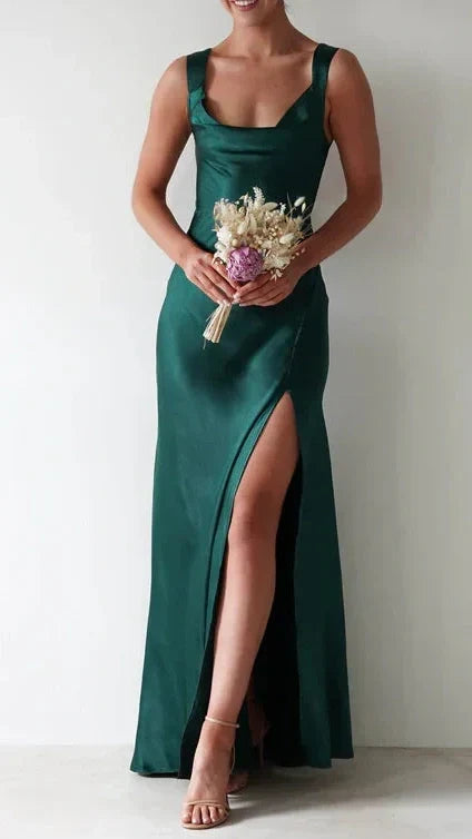Elegant Sheath Square Neck Yellow Long Prom Dress with Criss Cross HZ0307