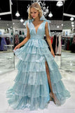 Tie Up Organza Ruffle Long Prom HZ0307