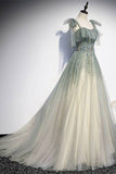 Tie Shoulders Green A-line Long HZ0307