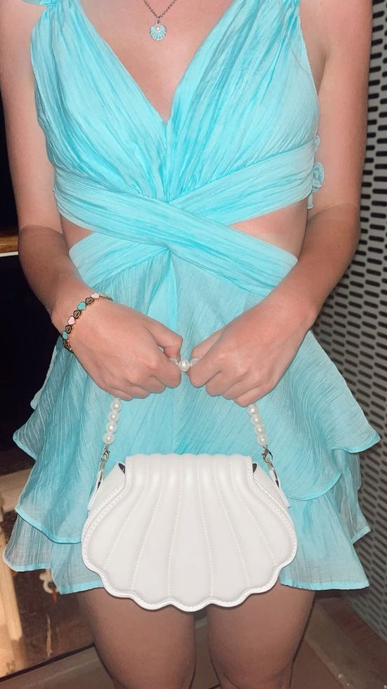 Tiffany Blue Chiffon Homecoming Dresses V-neck Hoco Party HZ0307