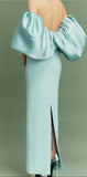 Tiffany Blue Off the Shoulder Satin Party HZ0307