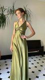 Trendy Senior Prom Dresses, Halter Sheath Satin Party Dress, Tie Up Back Open Formal HZ0307