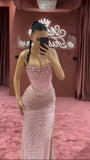 Two Pieces Pink Beaded Bodycon Party HZ0307