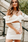 Two Pieces White Chiffon Homecoming Dresses Mini Party Gown, HZ0307