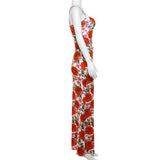 Fast Delivery Two Pieces Mermaid Long Prom Dresses, Rose Floral Print Evening Party Gown, HZ0307