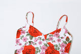 Fast Delivery Two Pieces Mermaid Long Prom Dresses, Rose Floral Print Evening Party Gown, HZ0307