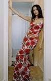 Fast Delivery Two Pieces Mermaid Long Prom Dresses, Rose Floral Print Evening Party Gown, HZ0307