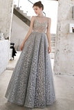 Unique A-line Silver High Neck Formal HZ0307