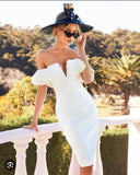 V-Neck Ivory Bodycon Satin Homecoming Dresses Semi Formal Gown, HZ0307