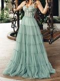 LTP1209,Mint Green Sweetheart Embroidery Tulle Long Prom Evening HZ0307