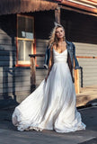 Vintage A-Line V Neck Satin Wedding Dresses Pleated Bridal HZ0307