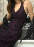 Vintage A Line V Neck Appliques Beads Tulle Satin Prom Dress Evening HZ0307