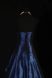 Vintage Ball Gown Strapless Navy Blue Satin Long Prom Dresses Party Dress HZ0307