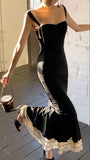 Vintage Black Mermaid Long Prom Dress, Bodycon Party Dresses, HZ0307