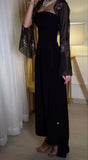 Vintage Black Mermaid Long Prom Dresses With Embroidery Chiffon HZ0307