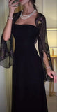 Vintage Black Mermaid Long Prom Dresses With Embroidery Chiffon HZ0307