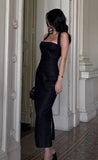 Vintage Black Sheath Satin Ankle Length Prom Dresses, HZ0307