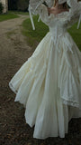 Vintage Cream A-Line Lace Wedding Dress, Sweet Party Dress, HZ0307