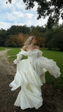 Vintage Cream A-Line Lace Wedding Dress, Sweet Party Dress, HZ0307