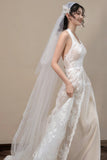 Vintage Halter Lace Wedding Dress, V-neck France Romance Bridal HZ0307