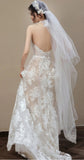 Vintage Halter Lace Wedding Dress, V-neck France Romance Bridal HZ0307