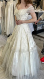 Vintage Ivory Lace Wedding Dresses Off The Shoulder Tulle Bridal HZ0307