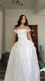 Vintage Lace Bridal Dresses Off The Shoulder White Wedding HZ0307