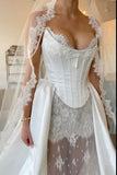 Vintage Lace Satin Wedding Dresses, HZ0307
