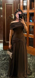Vintage Off The Shoulder Slim Prom Dresses Long Evening Party HZ0307